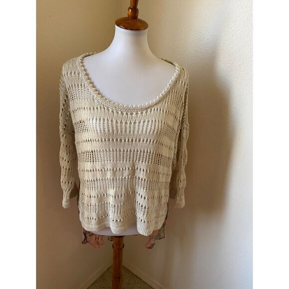 Aratta Silent Journey Women's Love Memory Sweater Size M Silk & Knit Floral Top - Picture 2 of 8